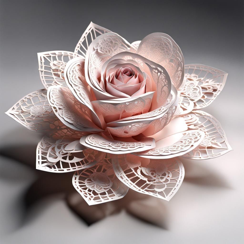 Lace Rose Papercraft in Photorealistic 3D