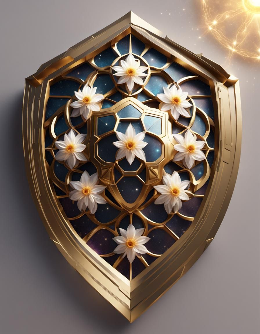 Futuristic Shield Warrior with Flower of Life Detail