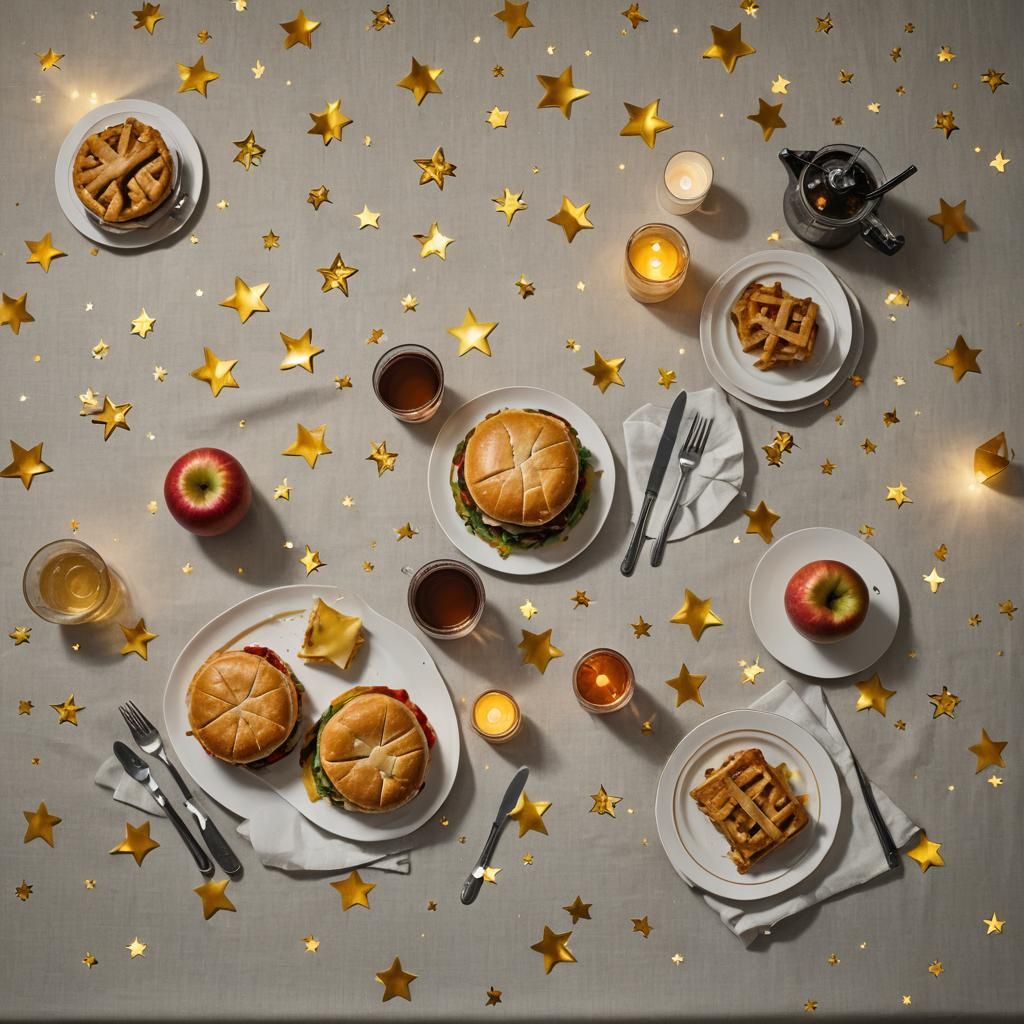 Sophisticated Dinner Featuring Burgers and Glowing Stars