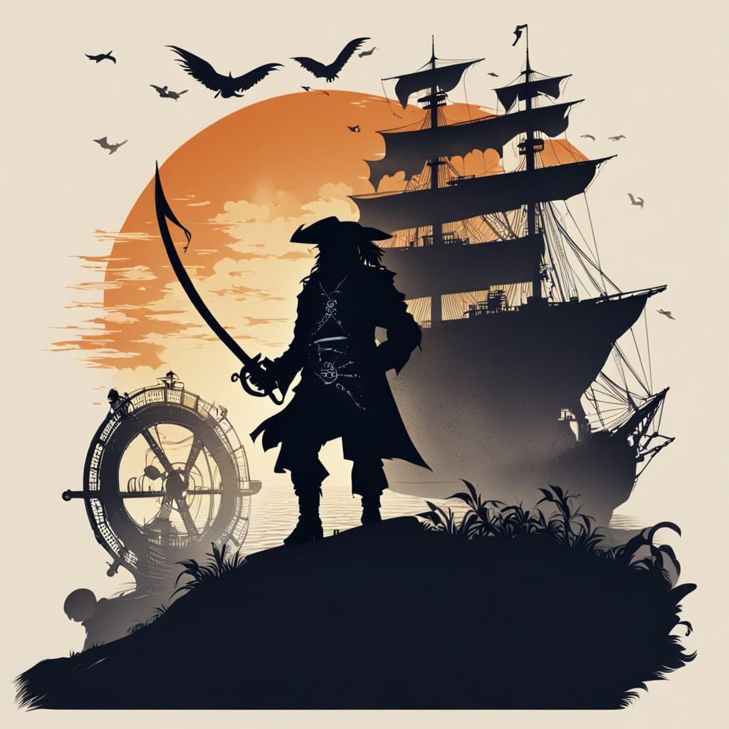 Dark Silhouette of a Pirate Figure