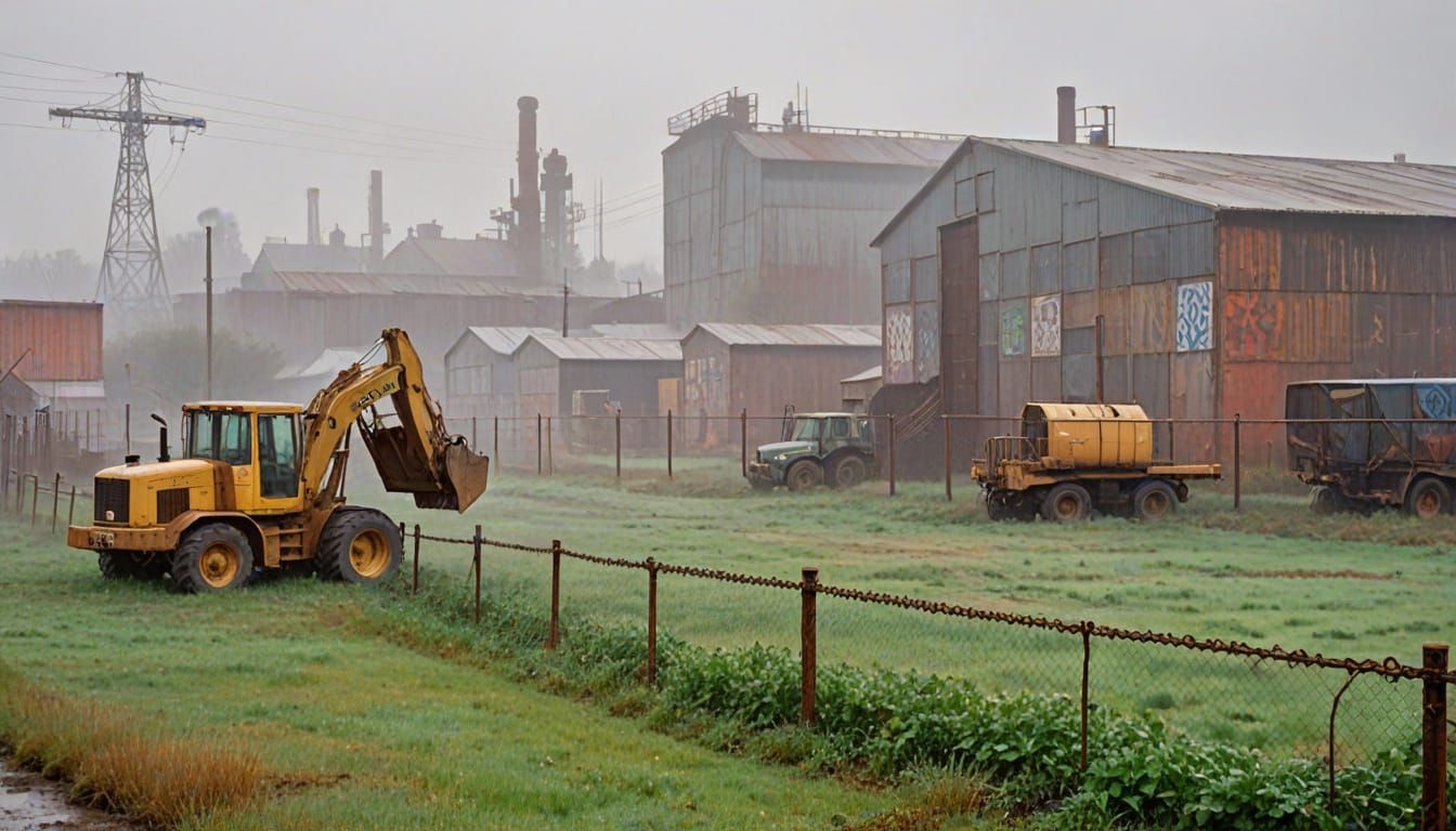 Soothing Morning Landscape in Impressionist Style with Indus...