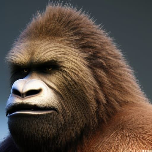 Angry Sasquatch Portrait in Dark Fantasy Style