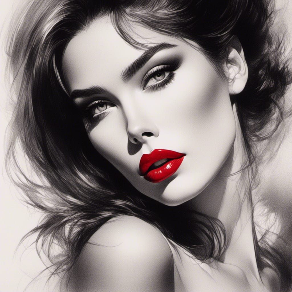 Elegant Fashion Illustration in Pencil Drawing Style