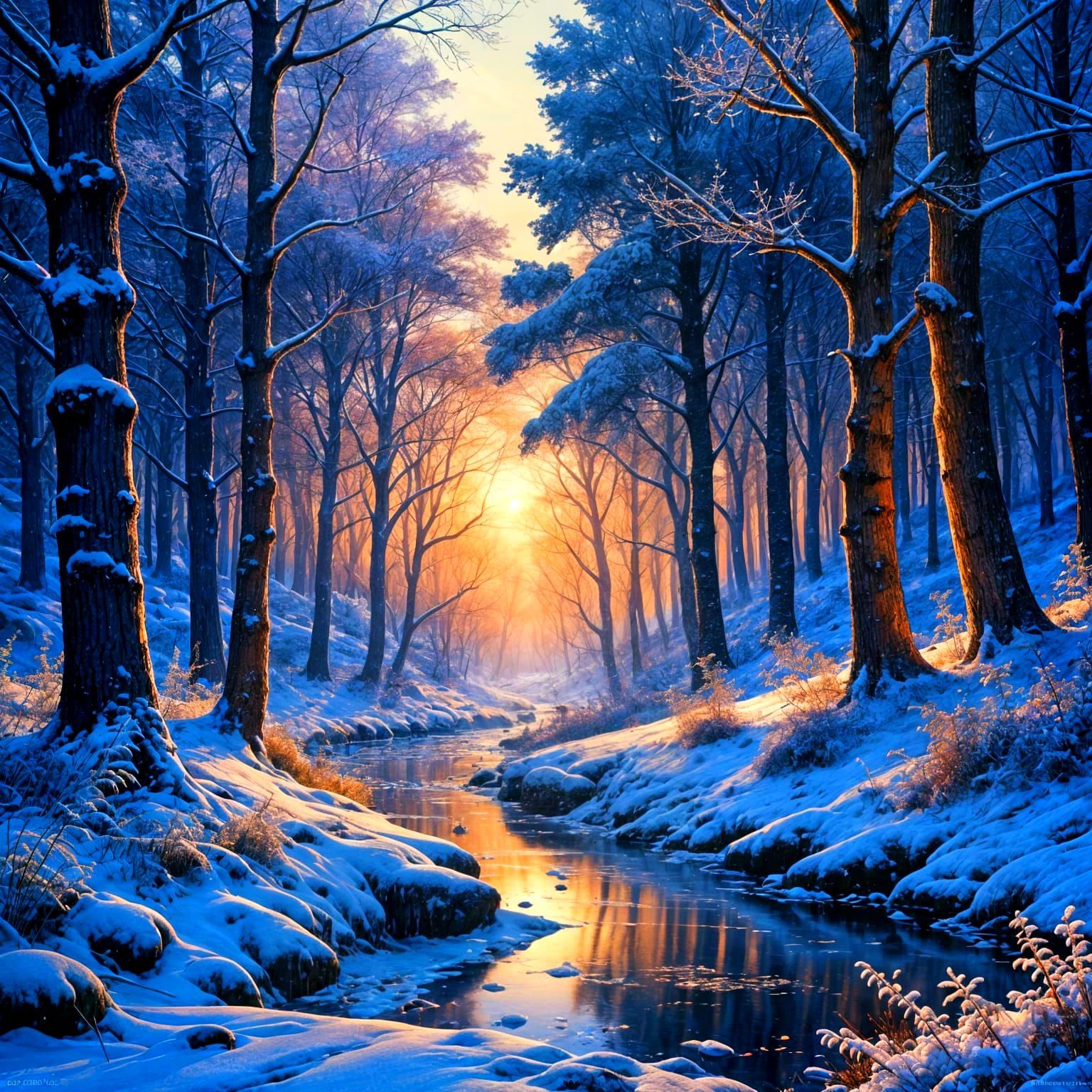 Enchanted Winter Wonderland in Watercolor Style