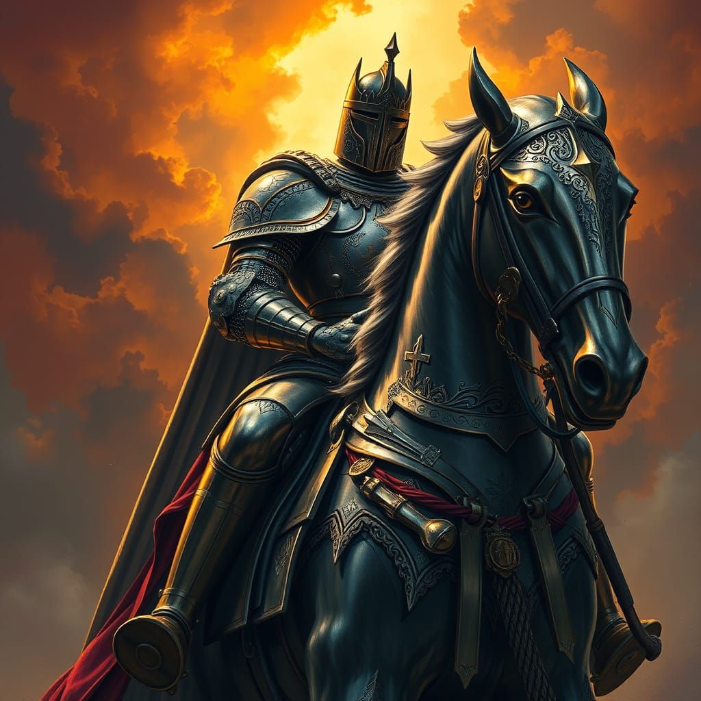 Knight on Horseback Ready for Battle