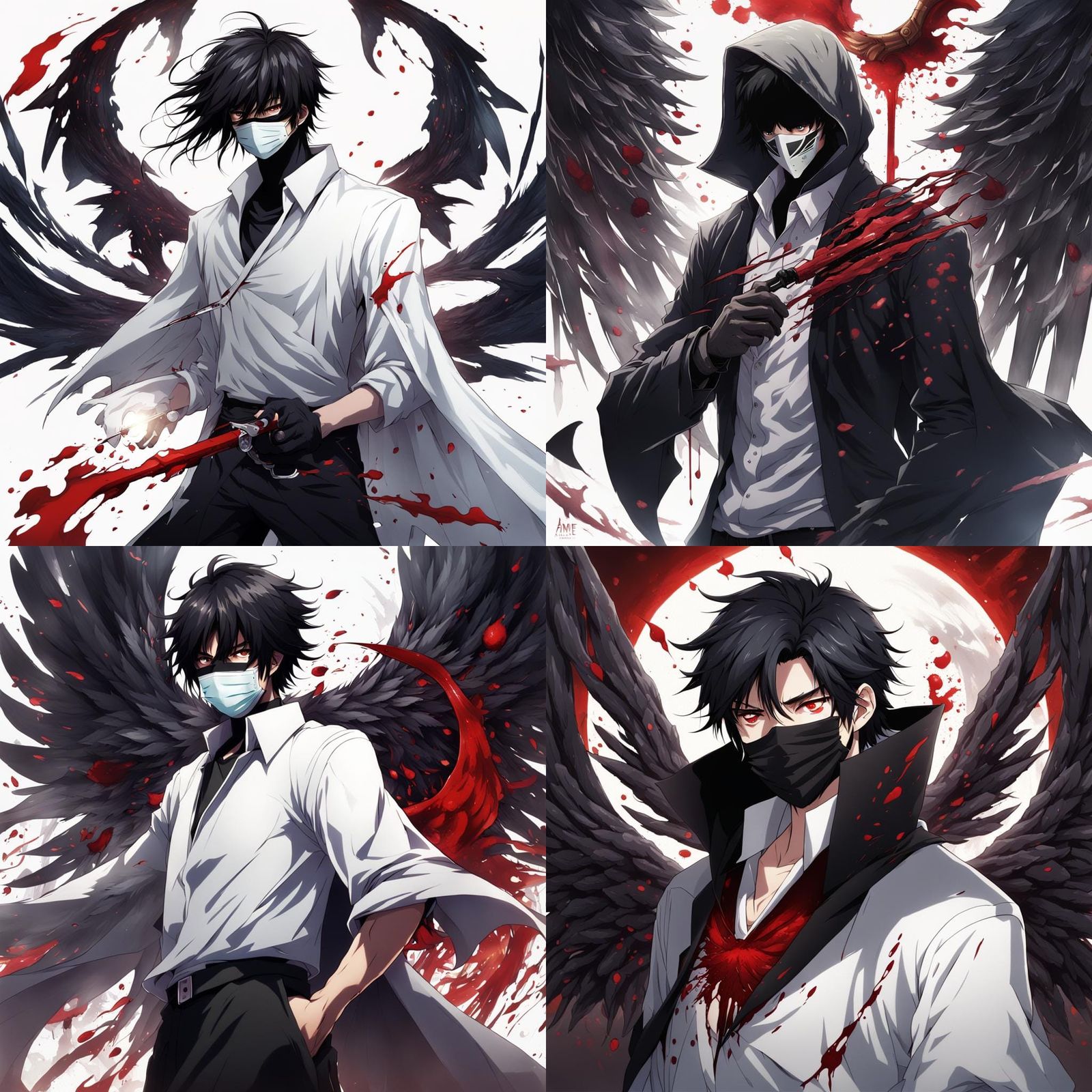 Anime Masked Reaper with Shadow Wings