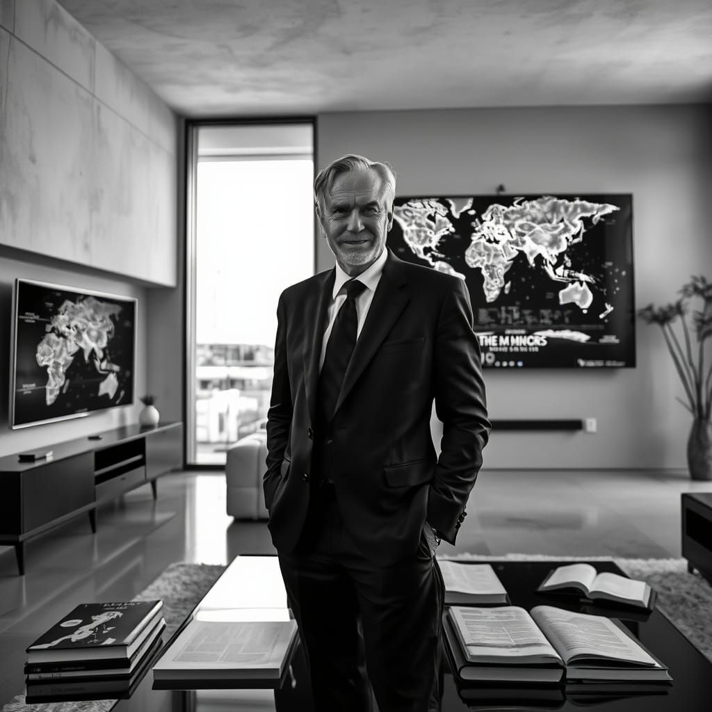 Intense Portrait in Black and White Double Exposure