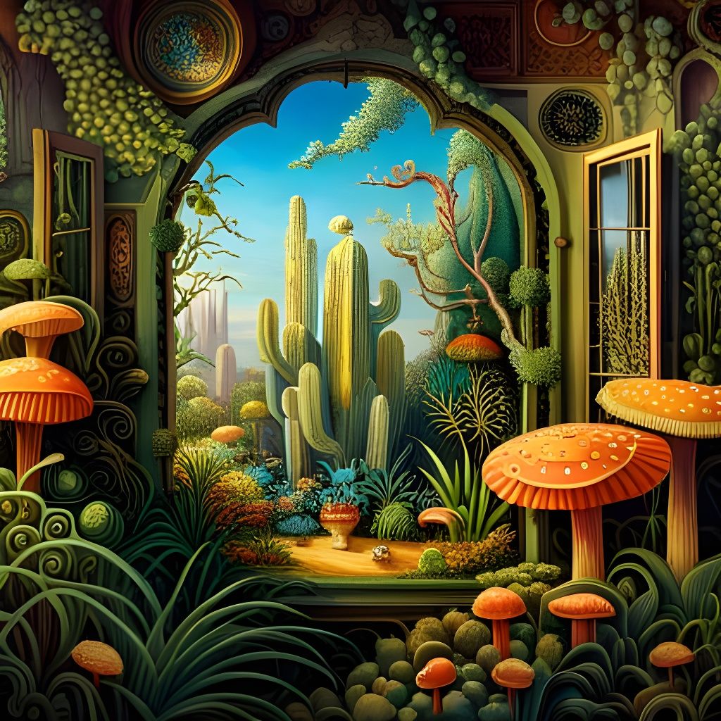 cactus and mushrooms garden