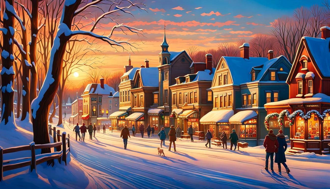 Wisconsin Town in Winter, Hyperrealistic Photograph