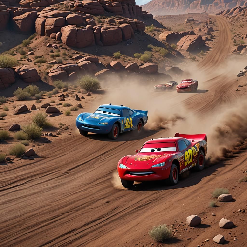 Lightning McQueen and Doc Hudson: Detailed Matte Painting