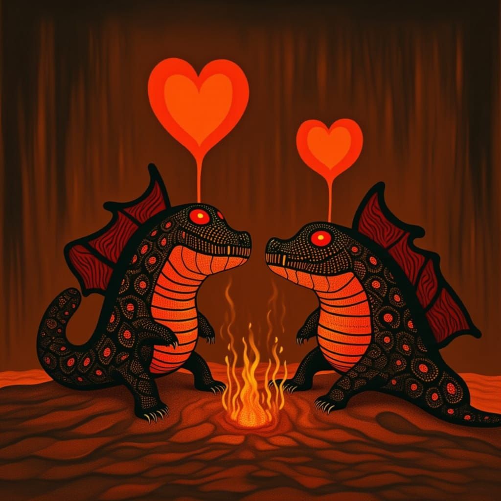 Romantic Lava Creatures with Erupting Volcano Hearts