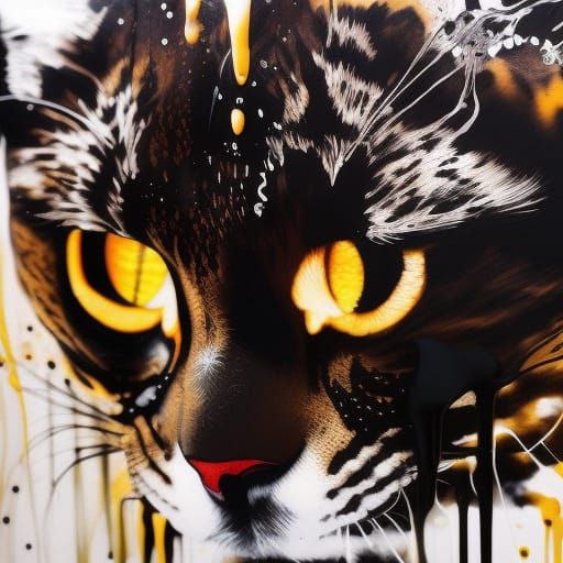 Eldritch Tiger Portrait in Liquid Ink Style