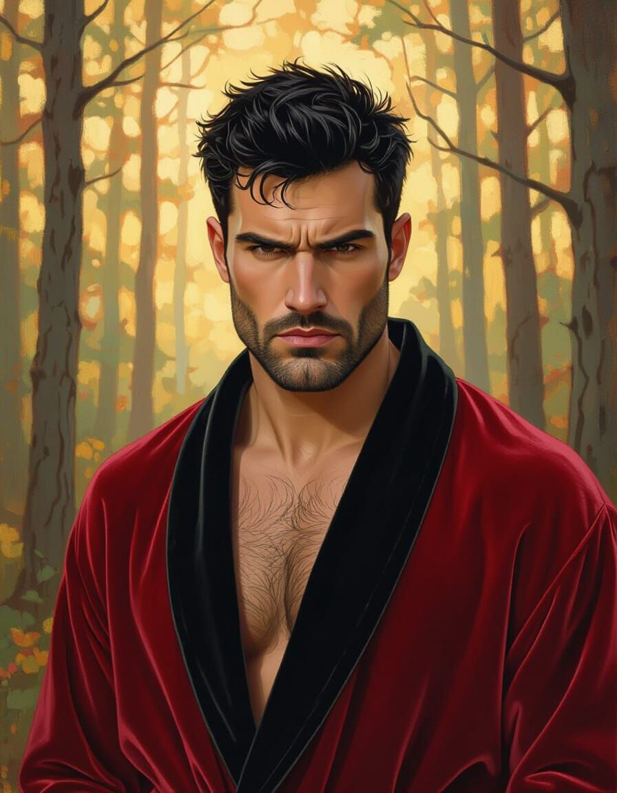 Furious Man in Velvet Robe, Impressionist Style