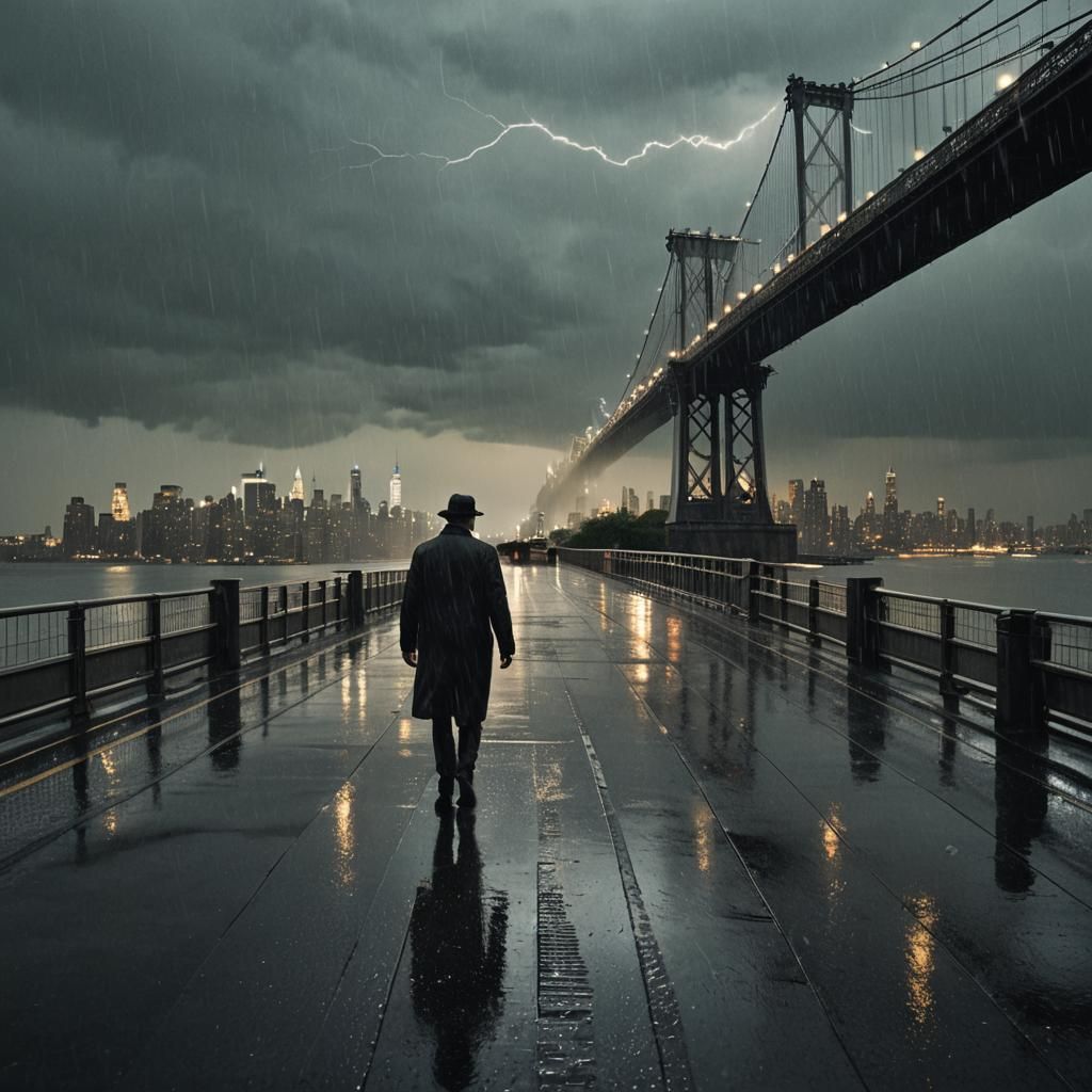 The Invisible Man Walks Through New York's Stormy Night
