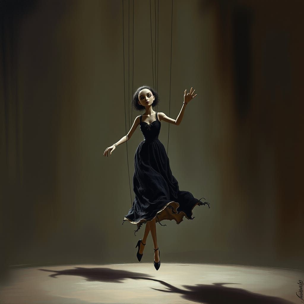 Eerie Marionette Dances in Abandoned Theater