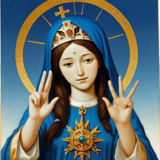Virgin Mary Hand Sign Religious Iconography