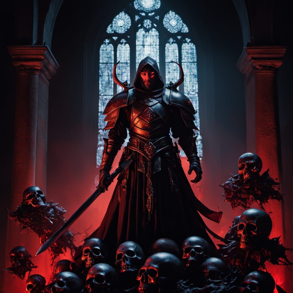 Gargantuan Demon on Mountain of Dolls in Gothic Horror