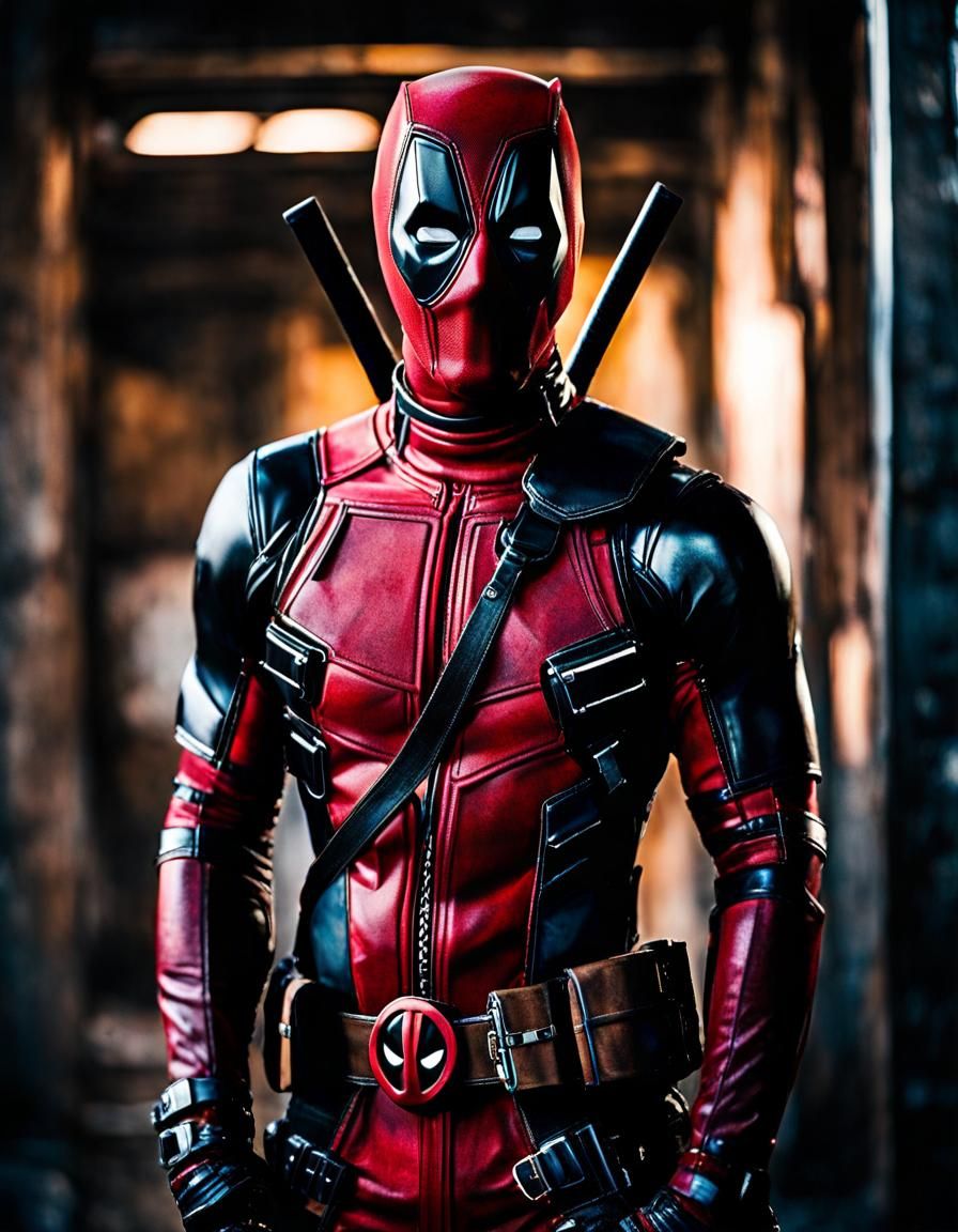 Cyberpunk Deadpool Portrait in Red Latex