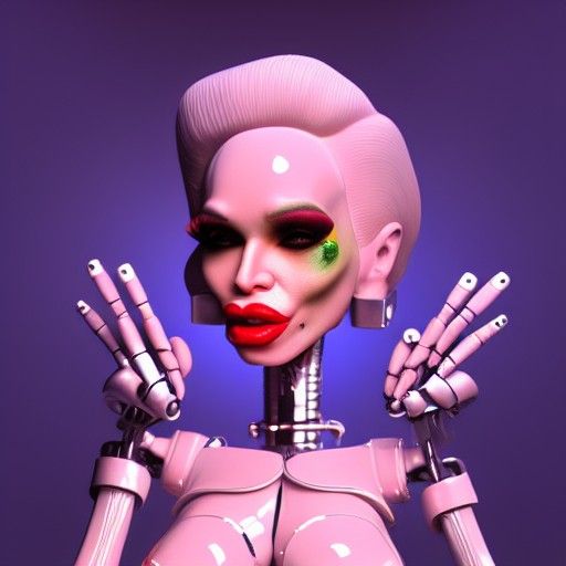 Robot Amanda Lepore Smoking in Cinema 3D