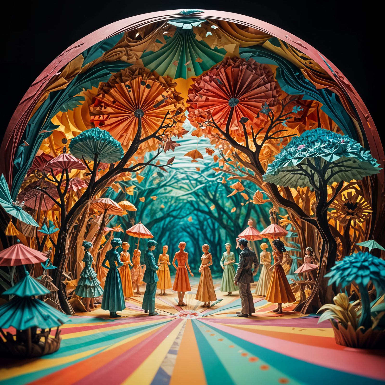 Kaleidoscope Paper World with Lively Sculptures
