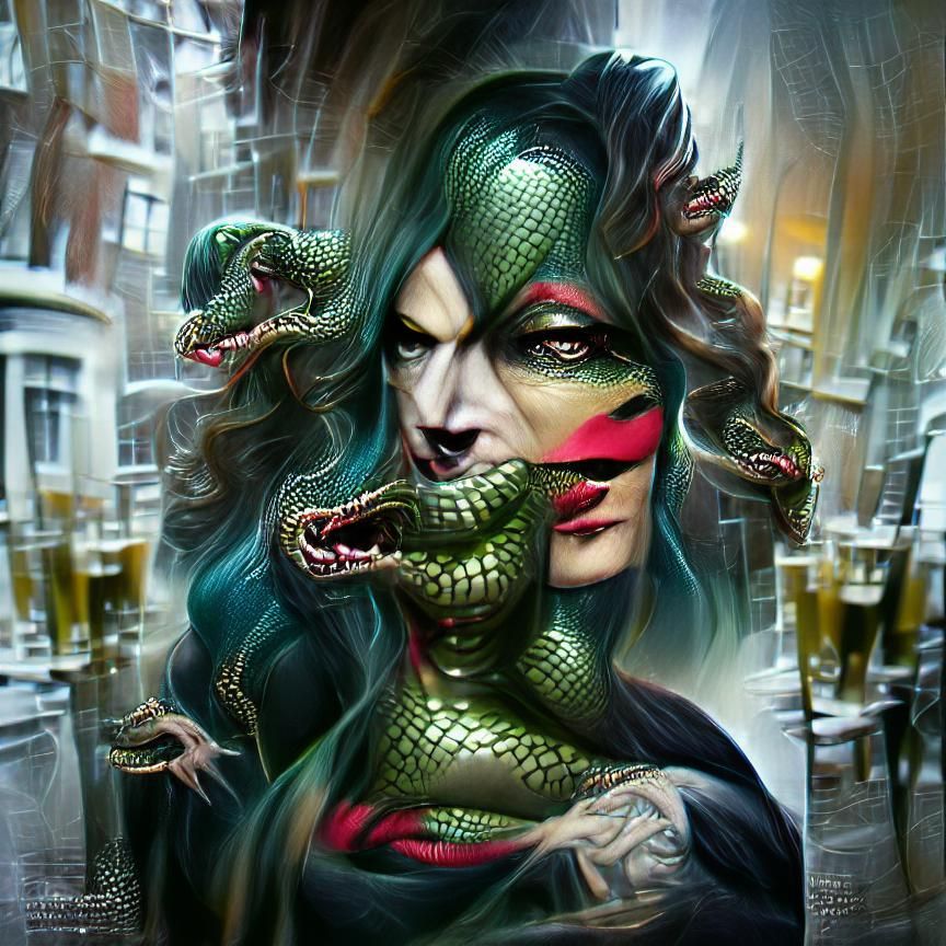 Epic Lizard Serpent Lady as Fantasy Art