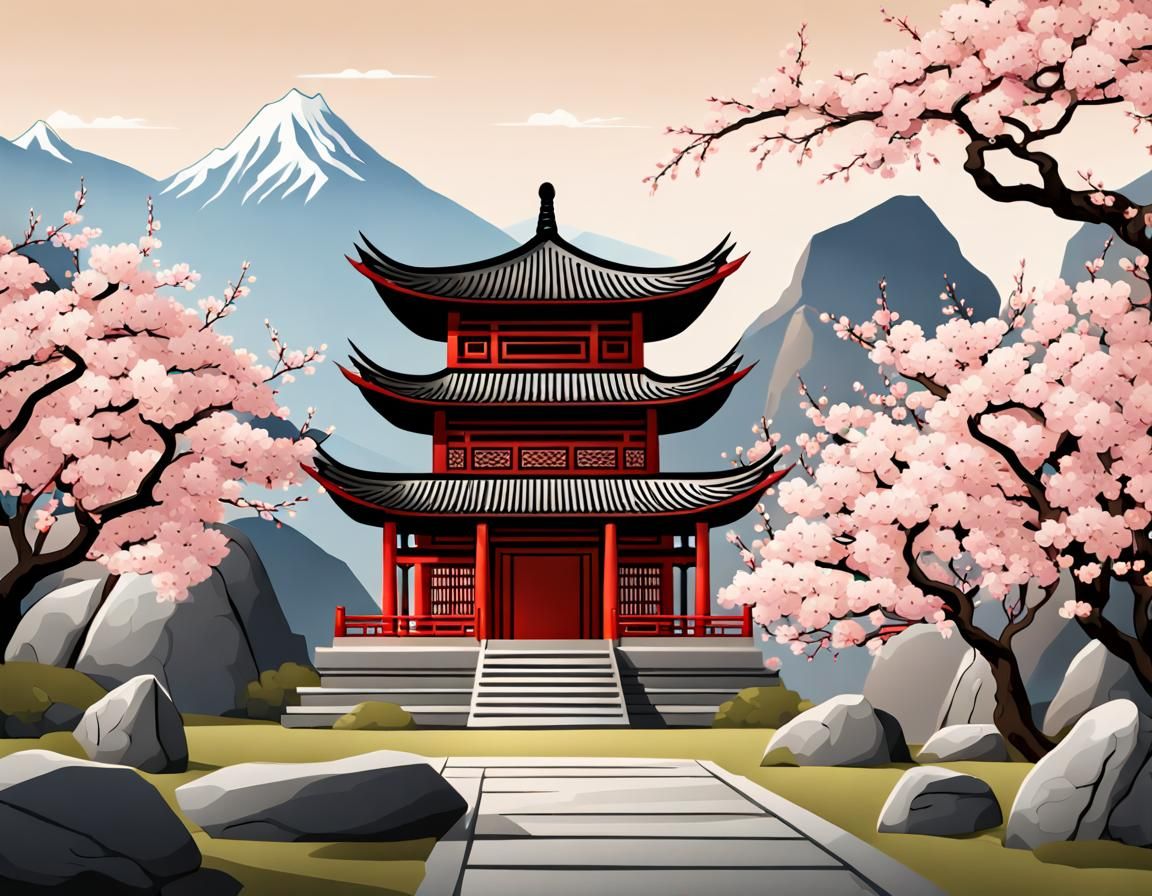 Zen Temple in Bloom: A Chinese Landscape