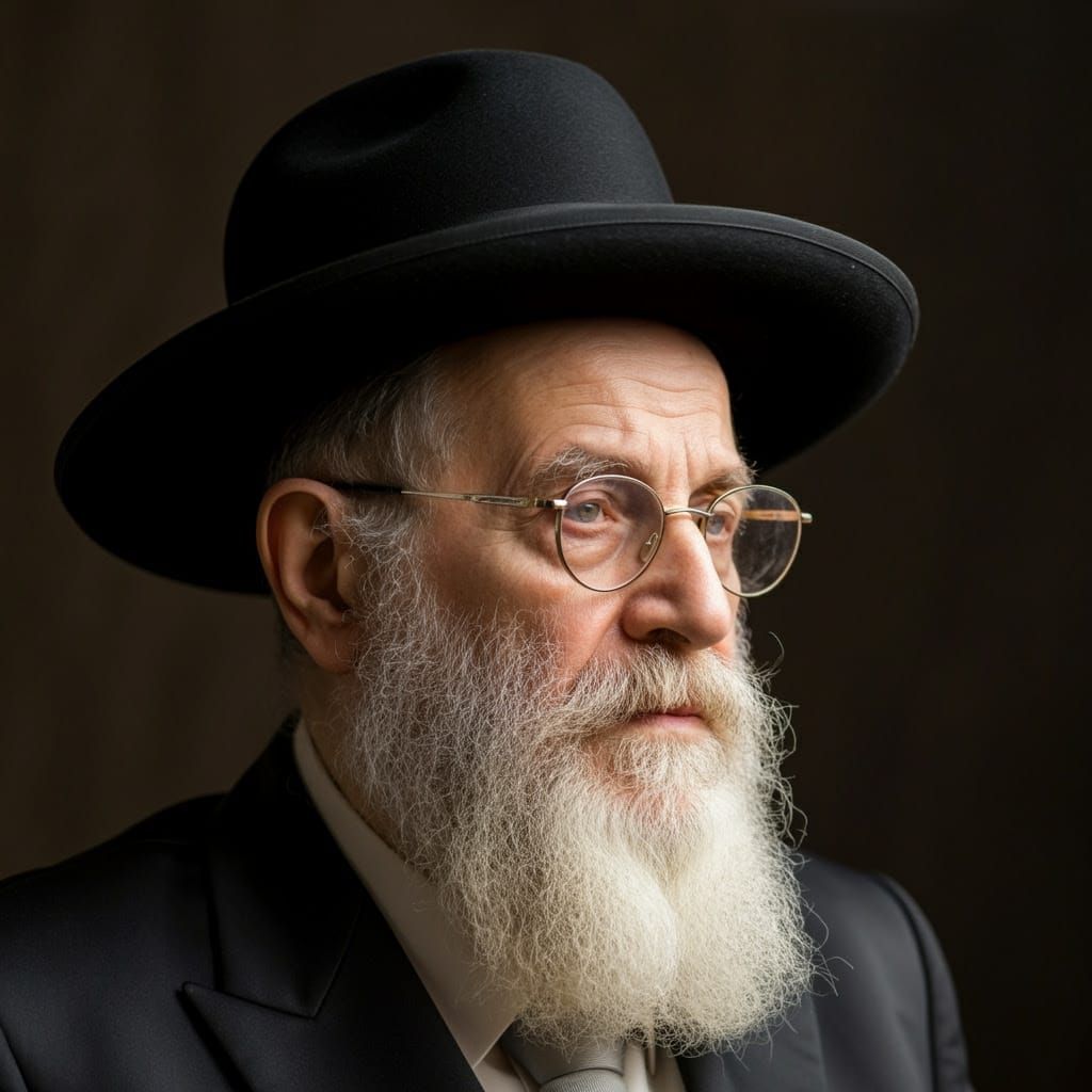 Elderly Man in Ultra-Orthodox Attire, Close-Up Portrait