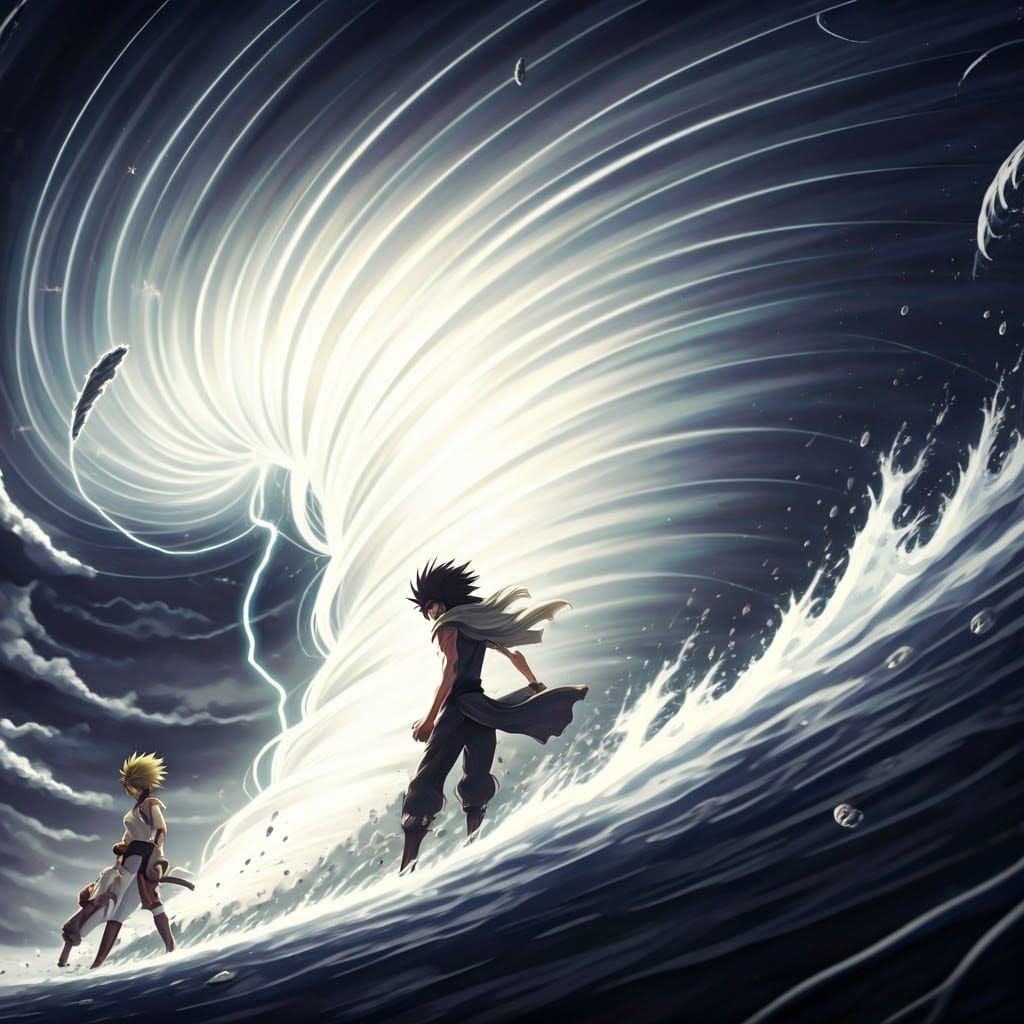 Anime Heroes Caught in Turbulent Hurricane Storm