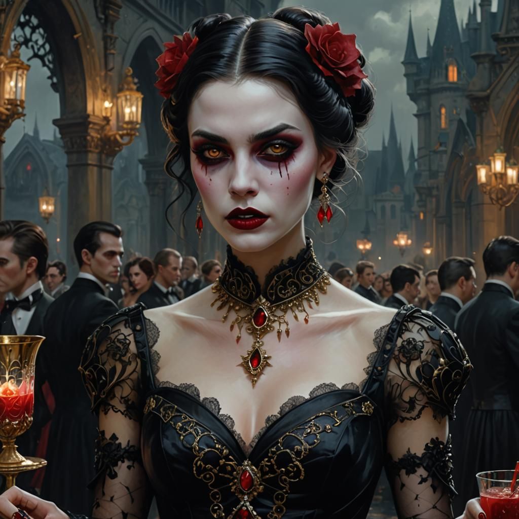 Vampire Girl Portrait in Gothic Digital Art Style