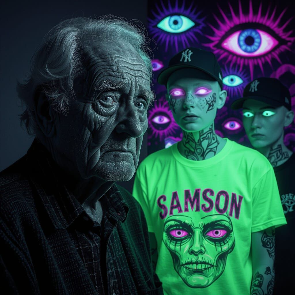 Surreal Portrait of Albino Model in Giger Style