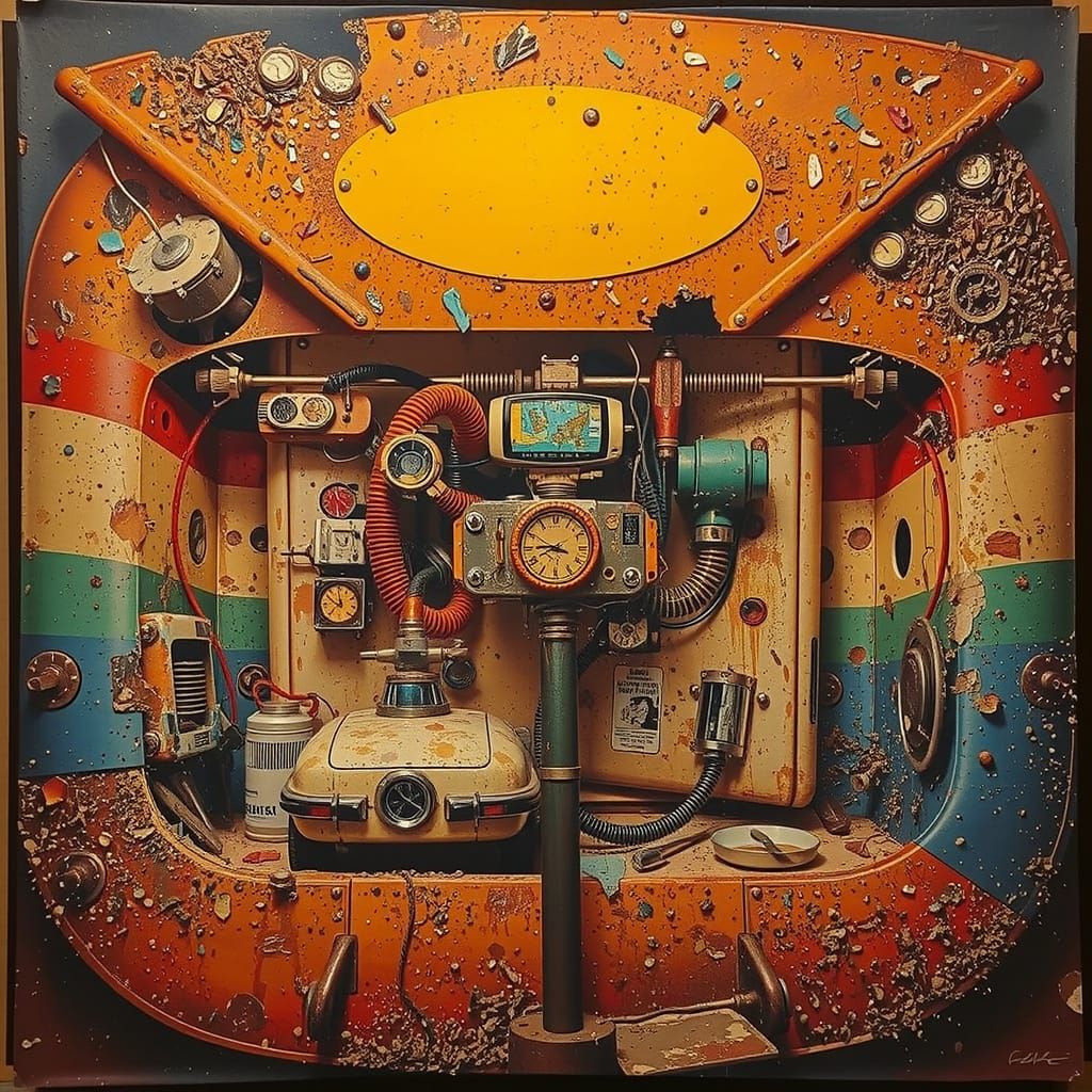 Intricate Vintage Machinery in Grungy Colors