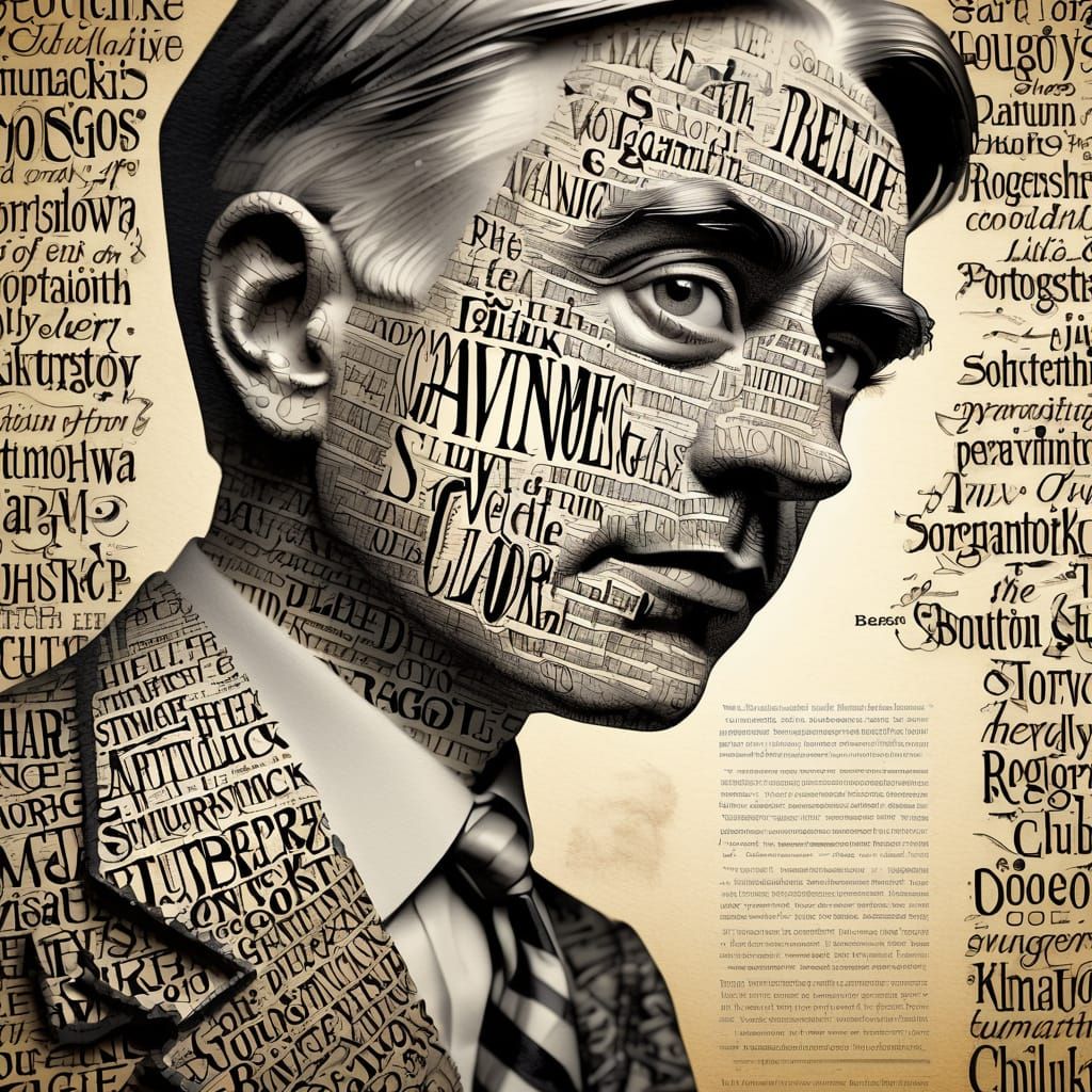 Typography Man in Nostalgic Study, Macro Photography