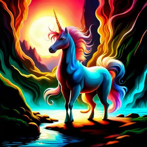 Ethereal White Unicorn with Rainbow Mane in 8K