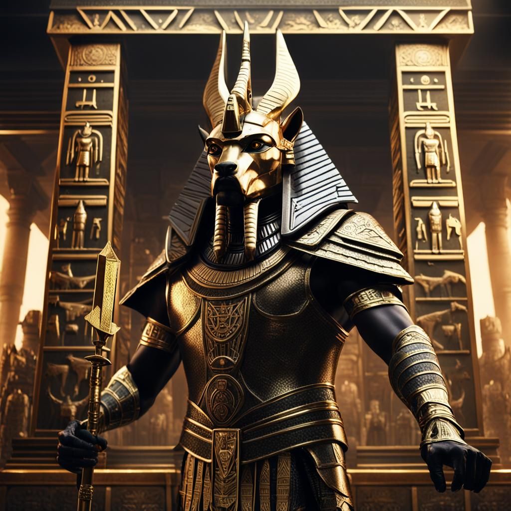 Anubis, Master of Scales in Surrealist Style