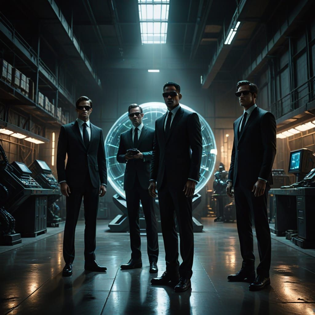 Men in Black Agents Examine Alien Artifact