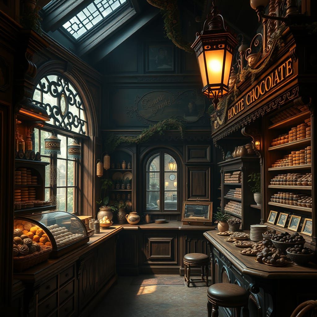 Whimsical Chocolate Shop in Rich, Jewel-Toned Colors
