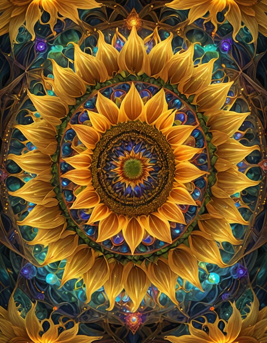 Sunflower Crown Reflecting Quantum Consciousness