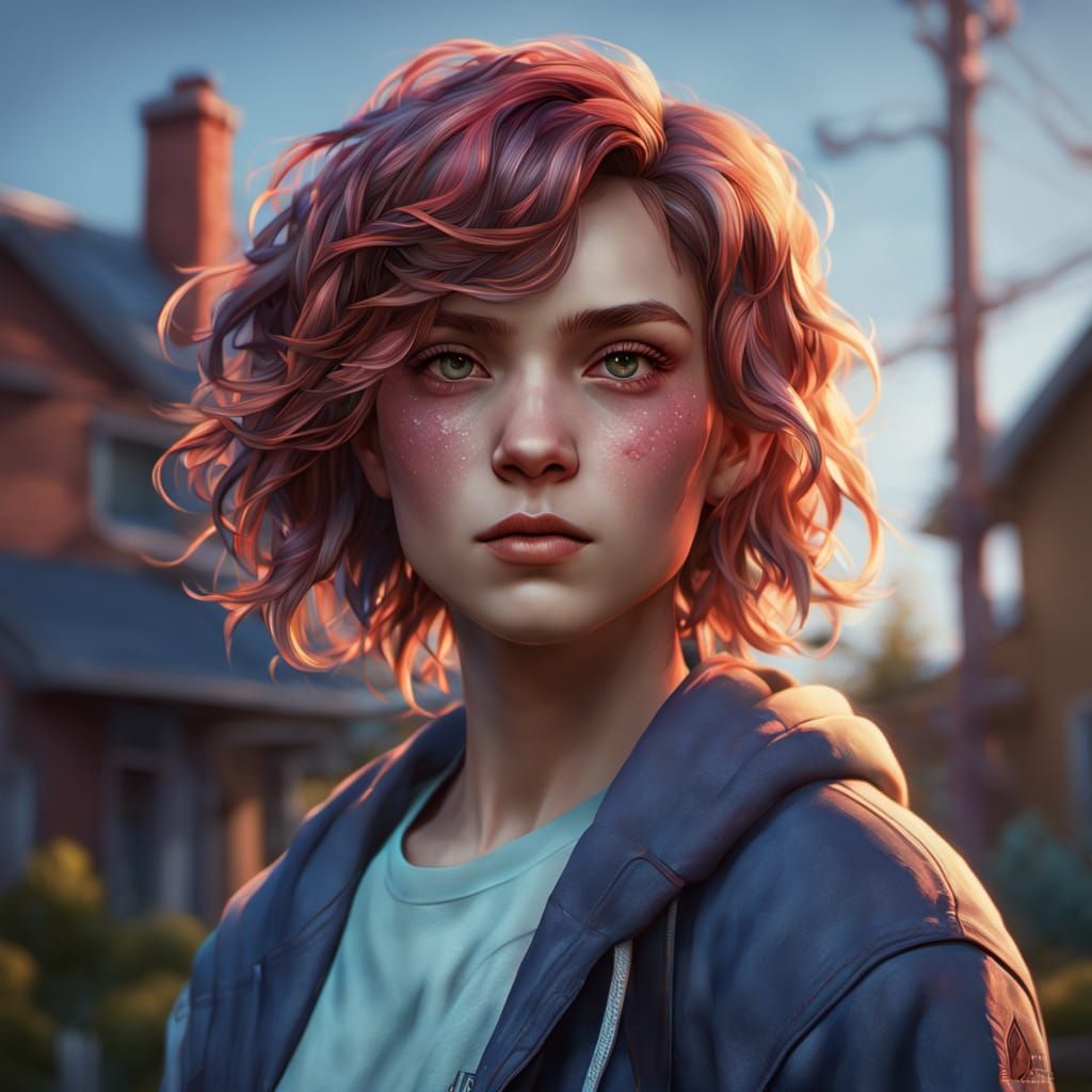 Luxurious Suburbia Portrait in Vibrant Triadic Colors