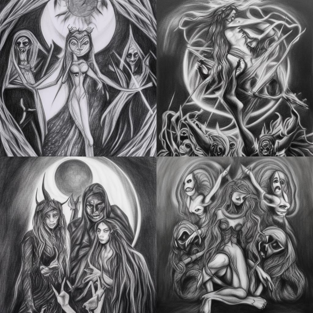 Dark Forces Meeting: A Charcoal Drawing