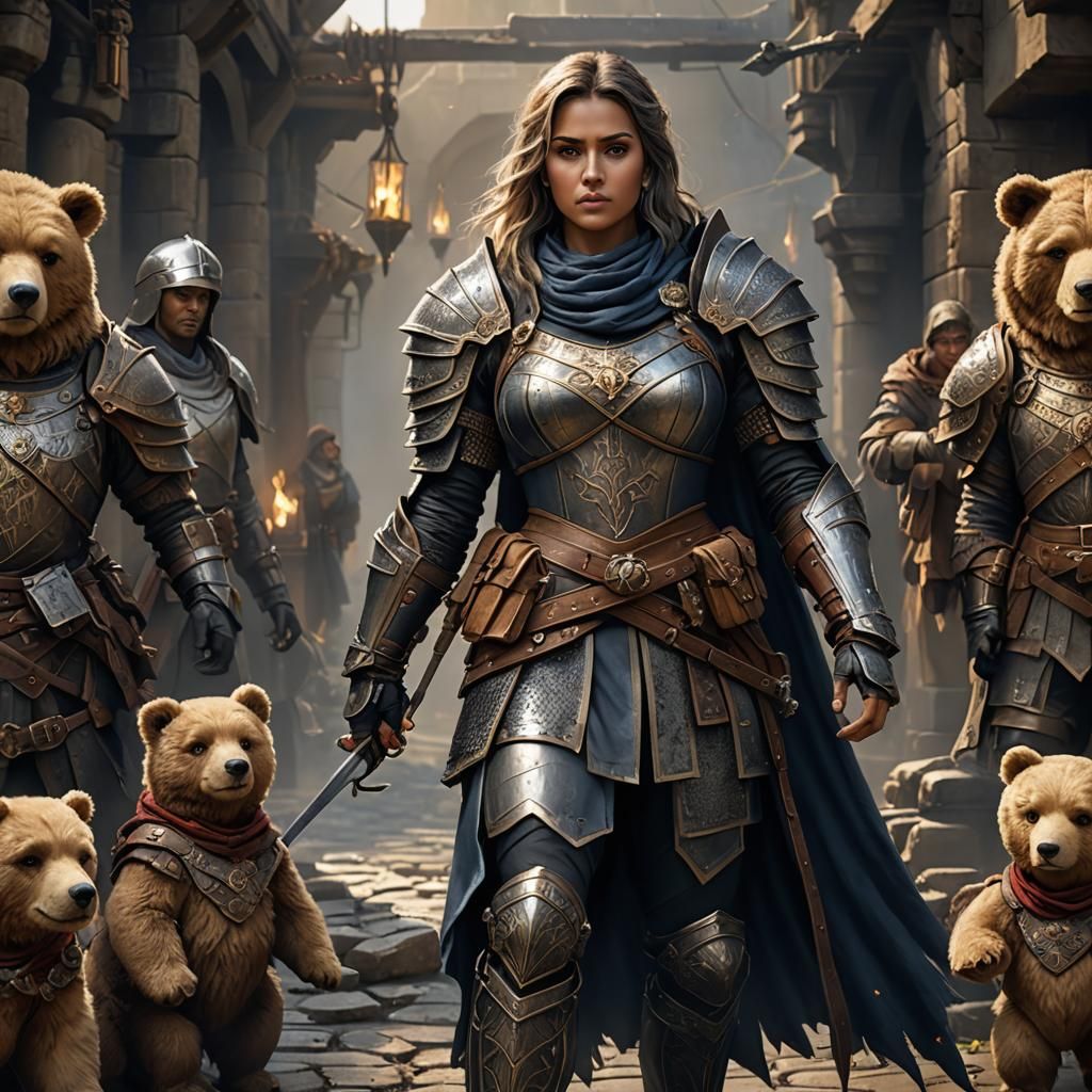 Kalashtar Warrior with Teddy Bear, Fantasy Concept Art