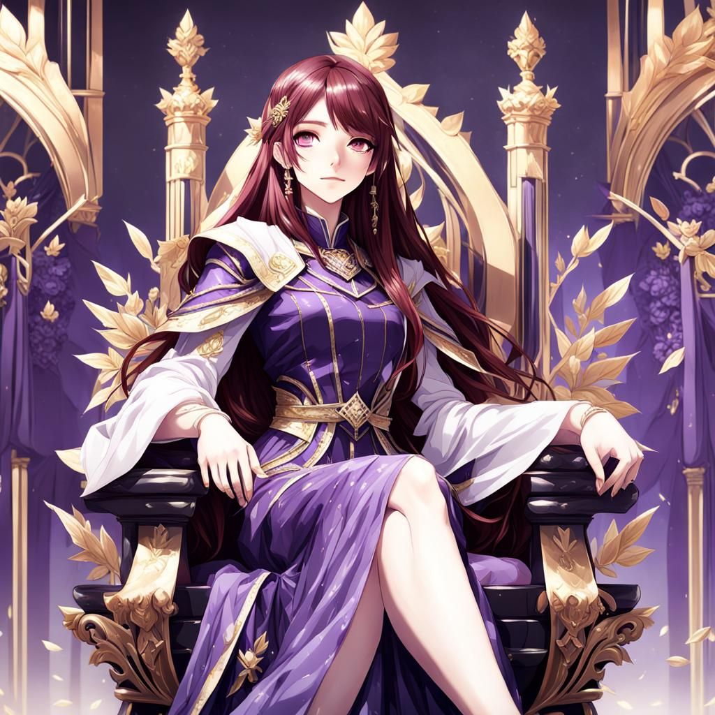 Anime Princess on Throne in 3D Art Style