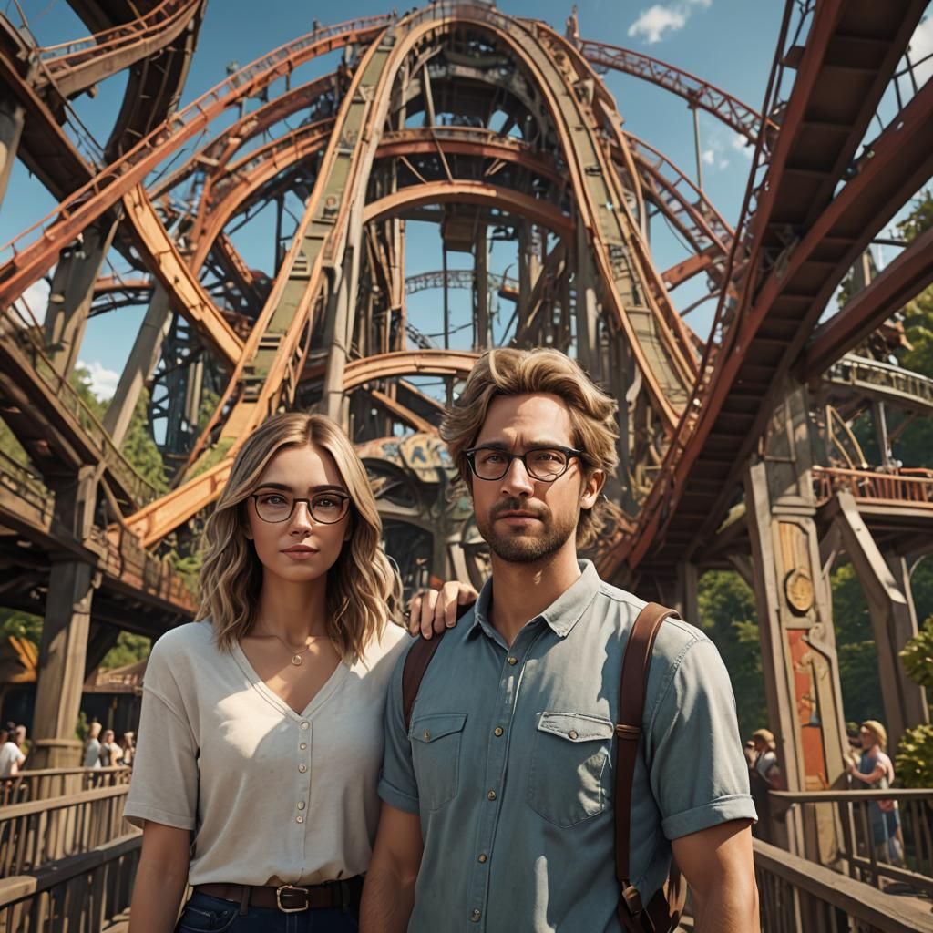 Couple Visits Kings Island: Detailed Matte Painting