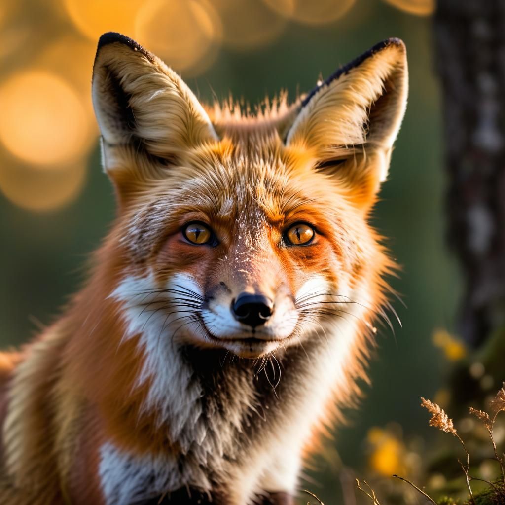 Fox Portrait in Forest Clearing, Wildlife Photography