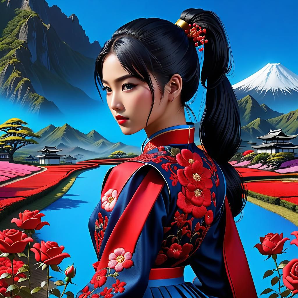 Princess Kitana at a Japanese flower field