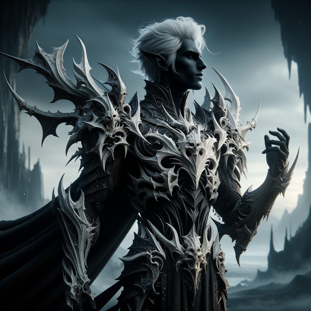 Dragon Bone Knight in Dark Fantasy Landscape