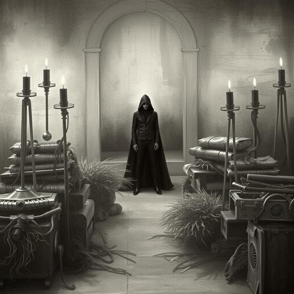 Intriguing Figure in Leather Jacket, Moody Lighting