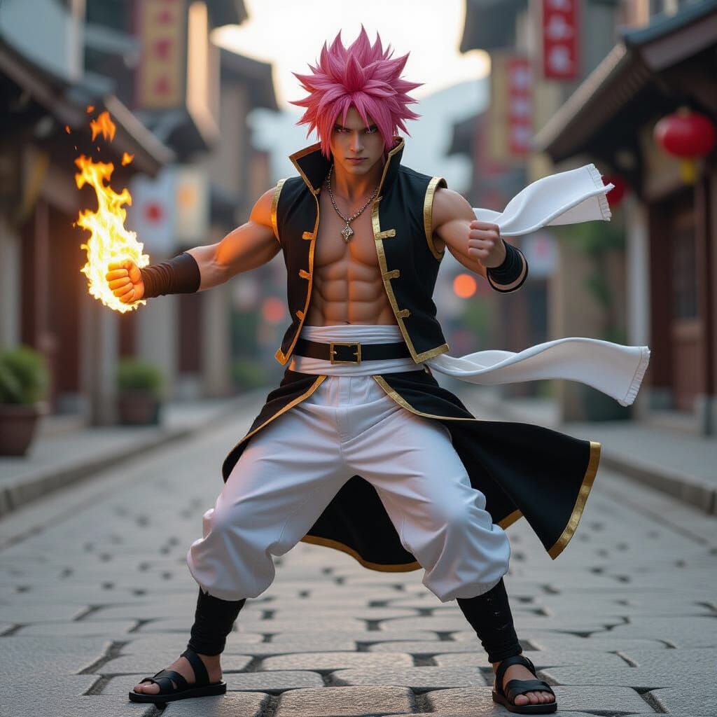 Cosplay of Natsu Dragneel with Flaming Fist