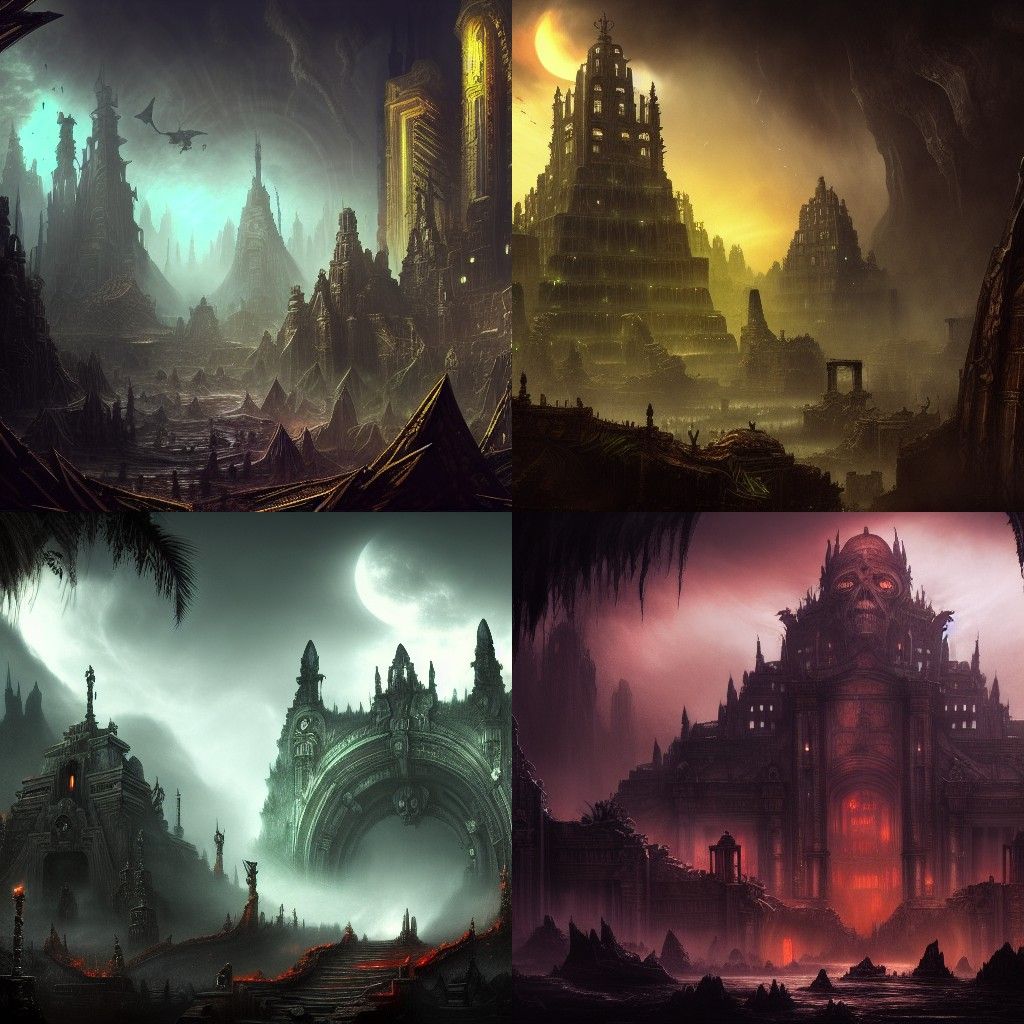 Dark Fantasy Lost City: 8k Concept Art