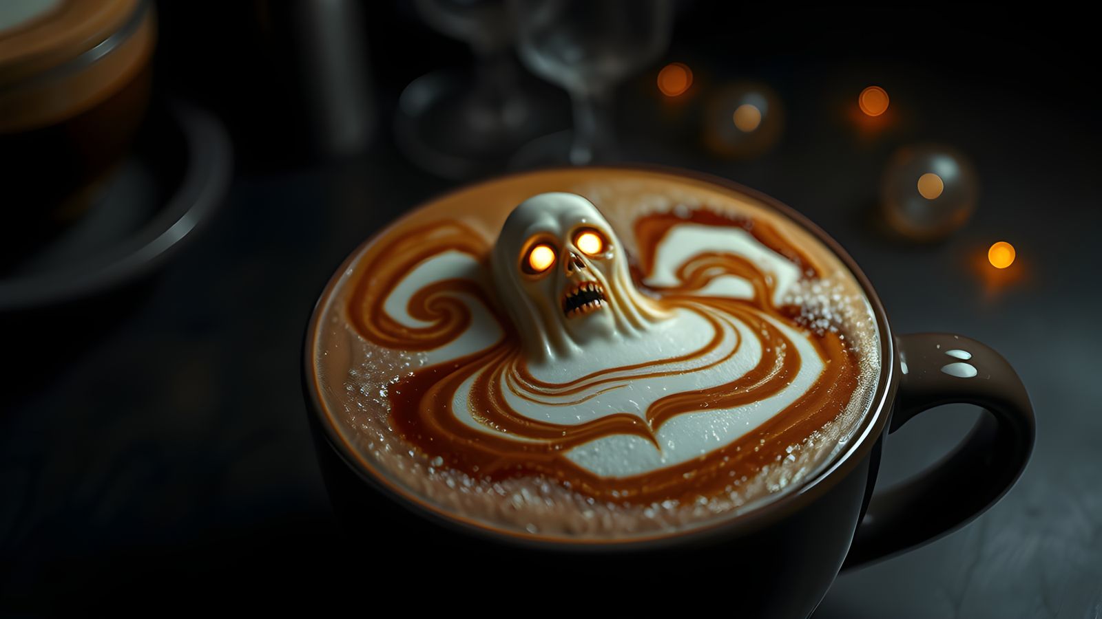 Haunted Latte Art: Detailed Horror in 3D