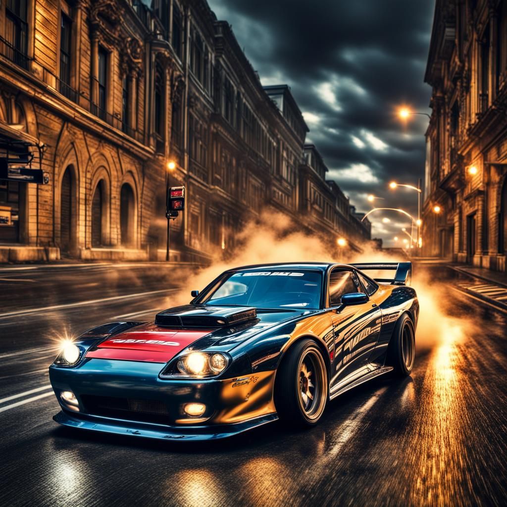 Hyperrealistic Street Race Scene in Cinematic Style